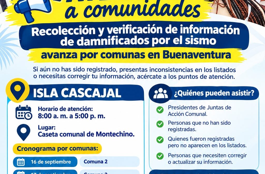 📢 ATENCIÓN, COMUNIDADES DE BUENAVENTURA